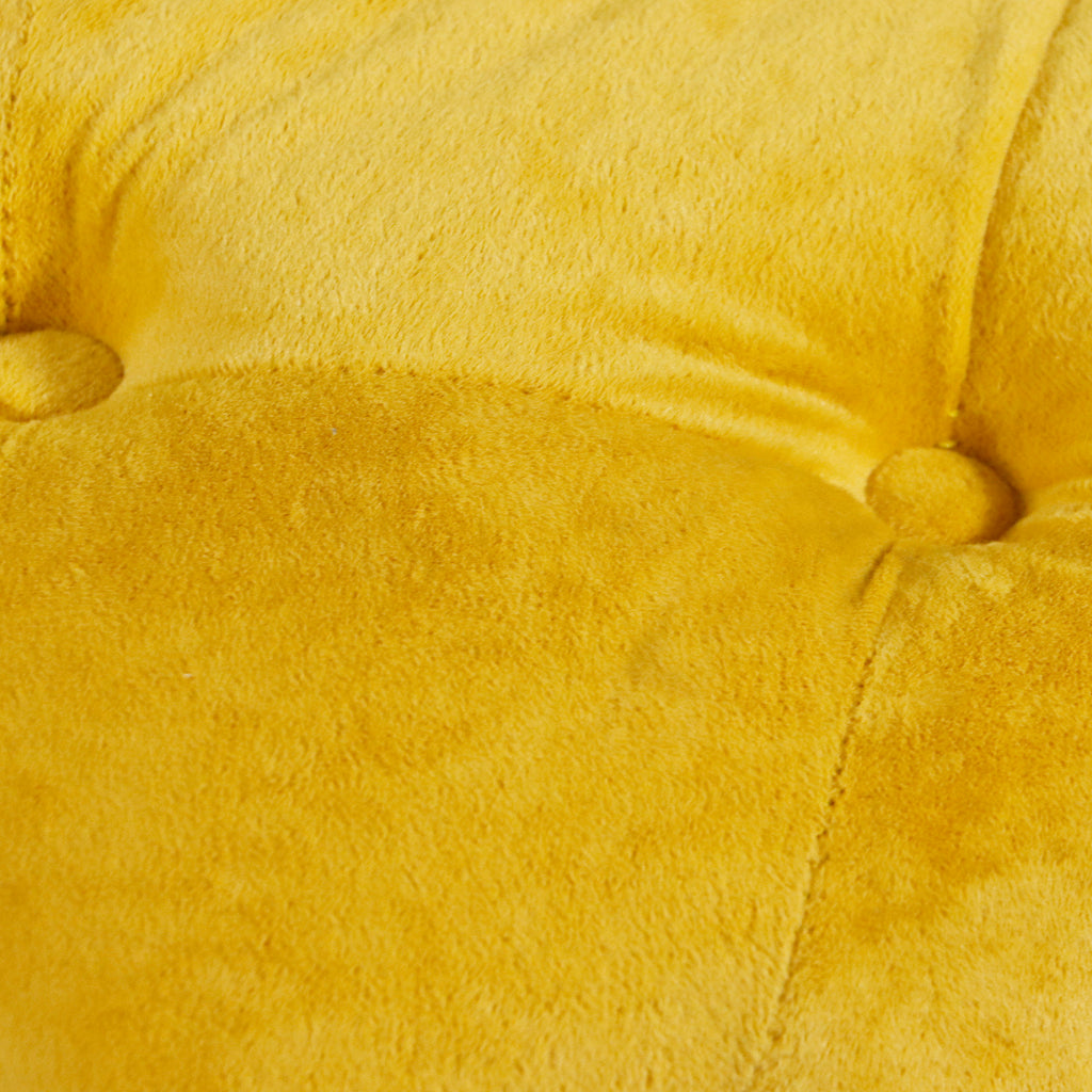 Yellow Modern Velvet Upholstered Ottoman, Exquisite Small End Table, Soft Foot Stool, Dressing Makeup Chair, Comfortable Seat for Living Room, Bedroom, Entrance - Grand Goldman Shop