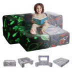 Kids Couch, 4Pcs Toddler Couch Sofa Bed, Kids Chair Seat Playroom Furniture, Child Sectional Sofa with Removable Cover for Ki