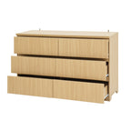 6 Drawer Storage Cabinet ,Dresser, Wood Storage Tower Clothes Organizer with Wavy drawer panel, Wide Chest of 6 Drawers, Large Storage Space for Bedroom, Hallway, Entryway Living Room Natural - Grand Goldman Shop