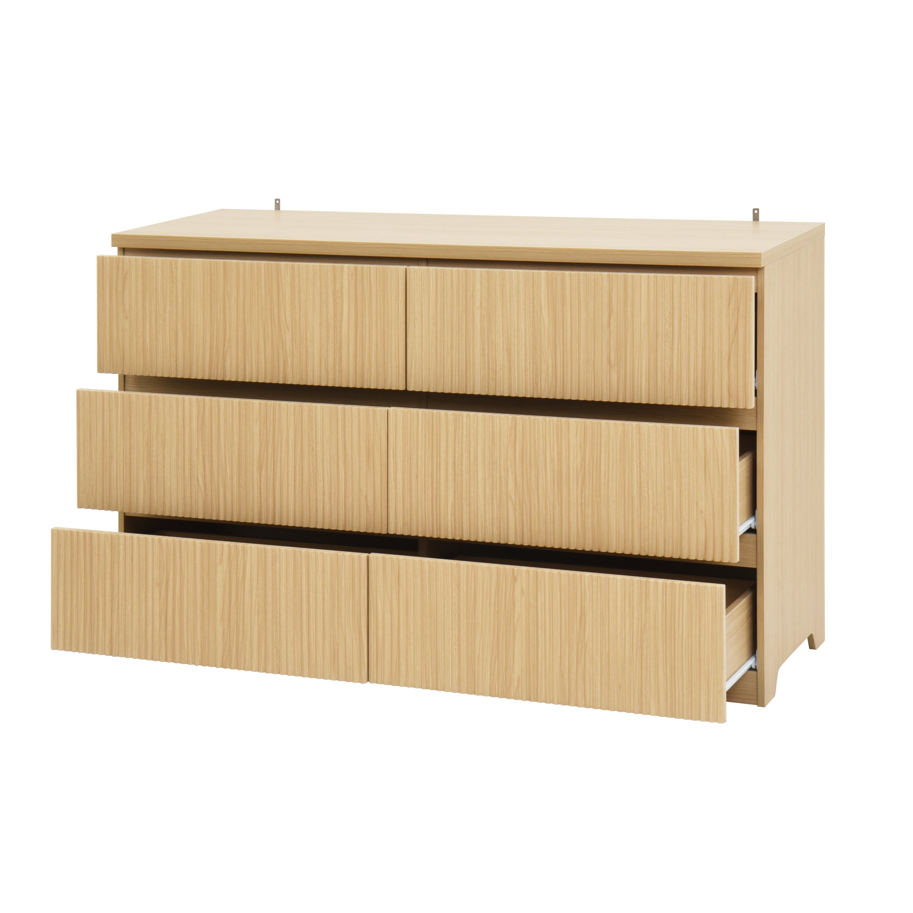 6 Drawer Storage Cabinet ,Dresser, Wood Storage Tower Clothes Organizer with Wavy drawer panel, Wide Chest of 6 Drawers, Large Storage Space for Bedroom, Hallway, Entryway Living Room Natural - Grand Goldman Shop