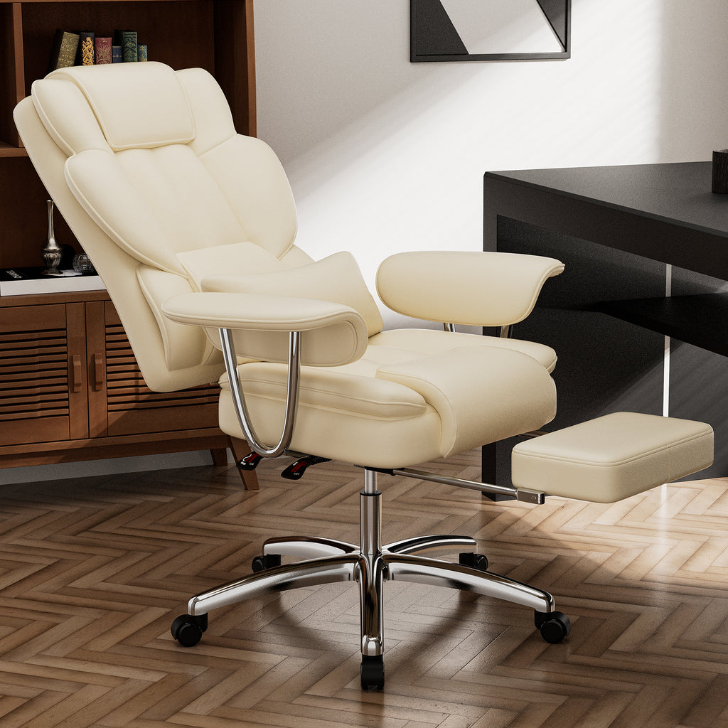 Office Chair, Big and Tall Executive Office Chair with Footrest, Leather Computer Chair, Ergonomic Reclining Chair High Back 