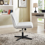 Blynn Adjustable Swivel Criss Cross Chair, Wide Seat Office Chair Vanity Chair, Gray | Premium Home Decor - Grand Goldman