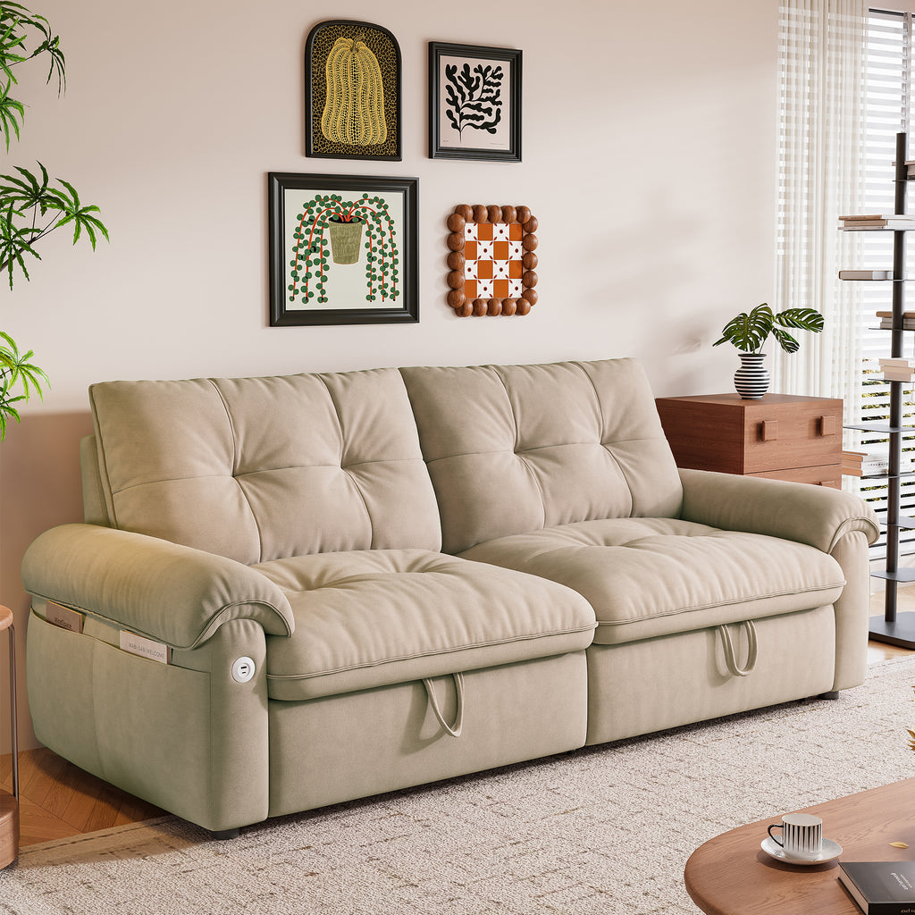 W3820S00025, a 77-inch convertible sofa bed, and a 2-in-1 piece suitable for both sitting and lying. Made of cloud-like fabric, it is applicable to living rooms, bedrooms and apart - Grand Goldman Shop