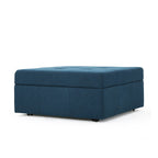 Flip-Top Ottoman with Tufted Waffle Stitch and Rolling Casters, Navy Blue - Grand Goldman Shop