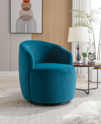 Velvet Fabric Swivel Accent Armchair Barrel Chair With Black Powder Coating Metal Ring,Teal - Grand Goldman Shop