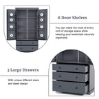 [Assembly Video Provided]TOPMAX 77inch Farmhouse Kitchen Pantry, Freestanding Tall Cupboard Storage Cabinet with 3 Adjustable Shelves, 8 Door Shelves, 3 Drawers for Kitchen, Dining Room, Gray - Grand Goldman Shop