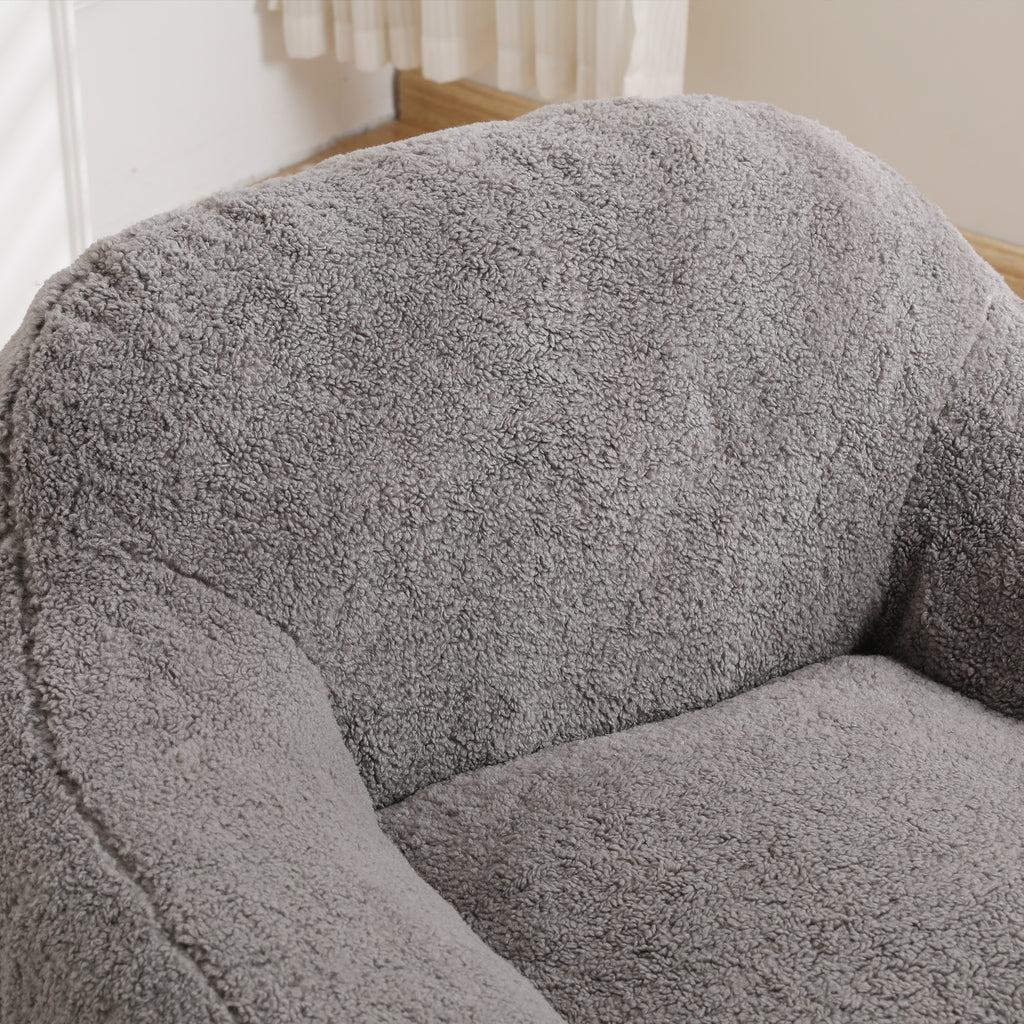 Giant Bean Bag Chair for Adults, Spacious Memory Foam Bean Bag Sofa with Armrests in Light Gray Teddy Fabric, Comfy Seating for Living Room or Bedroom - Grand Goldman Shop