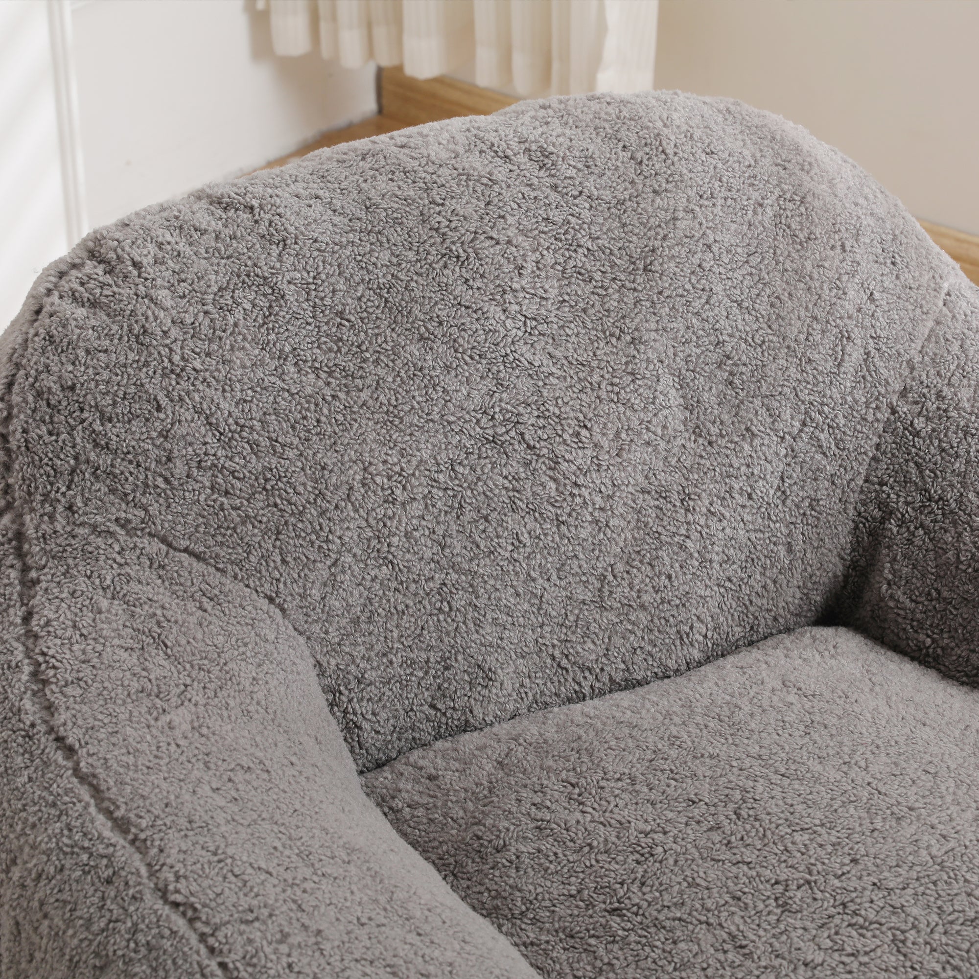 Giant Bean Bag Chair for Adults, Spacious Memory Foam Bean Bag Sofa with Armrests in Light Gray Teddy Fabric, Comfy Seating for Living Room or Bedroom - Grand Goldman Shop