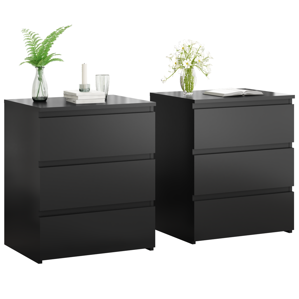 (Set of 2)3 Drawer Dresser, Small Dresser for Closet, Wooden Nightstand for Bedroom, Chest of Drawers Side Table Storage Cabinet for Home Office Entryway Hallway, Each box Contains Two Side Tables - Grand Goldman Shop