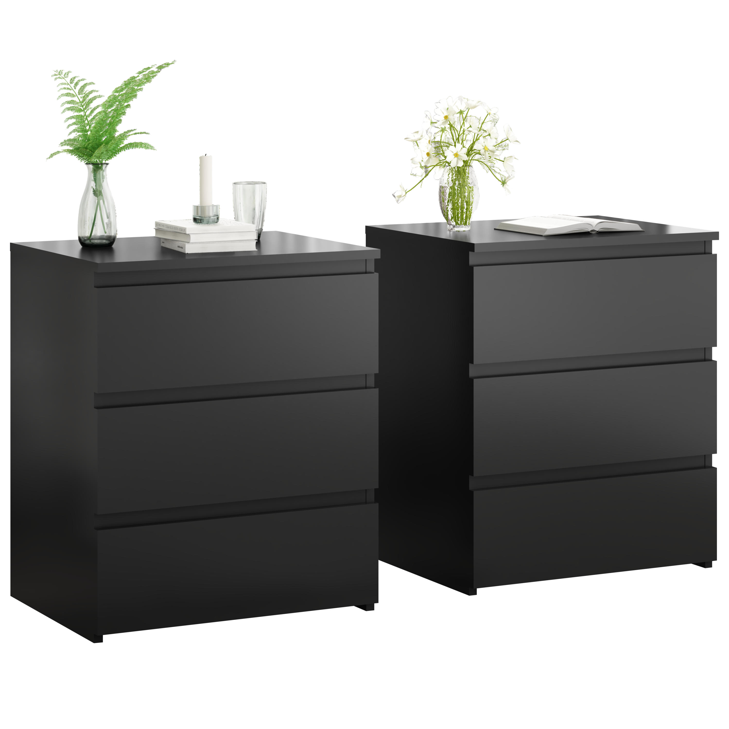 (Set of 2)3 Drawer Dresser, Small Dresser for Closet, Wooden Nightstand for Bedroom, Chest of Drawers Side Table Storage Cabinet for Home Office Entryway Hallway, Each box Contains Two Side Tables - Grand Goldman Shop