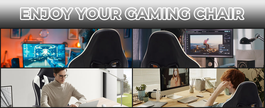 Gaming Chair with Footrest, Ergonomic Computer Chair with Headrest and Lumbar Support, Breathable Material Height Adjustable 