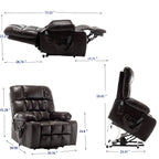 Wine Red High Density Foam Lift Chair for Big and Tall with Heat & Massage, 2 Pockets, 2 Cup Holders, Dual Remote, UL Certified OKIN Motor - Grand Goldman Shop
