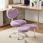Artificial rabbit hair Meditation Chair Plus, Cross Legged Chair with Wheels, ADHD Chair, Criss Cross Desk Chair with Lumbar 