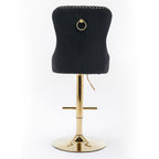 A&A Furniture Modern Swivel Velvet Barstools with Adjustable Seat Height, Comfortable Black Tufted Upholstery, Set of 2 - Grand Goldman Shop