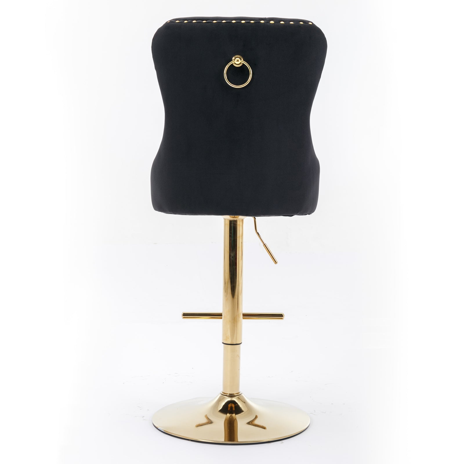 A&A Furniture Modern Swivel Velvet Barstools with Adjustable Seat Height, Comfortable Black Tufted Upholstery, Set of 2 - Grand Goldman Shop