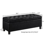 Upholstered tufted button storage bench ,Faux leather entry bench with spindle wooden legs, Bed bench- Black - Grand Goldman Shop