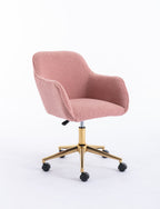 Modern Teddy Fabric Material Adjustable Height 360 Revolving Home Office Chair With Gold Metal Legs And Universal Wheel For I