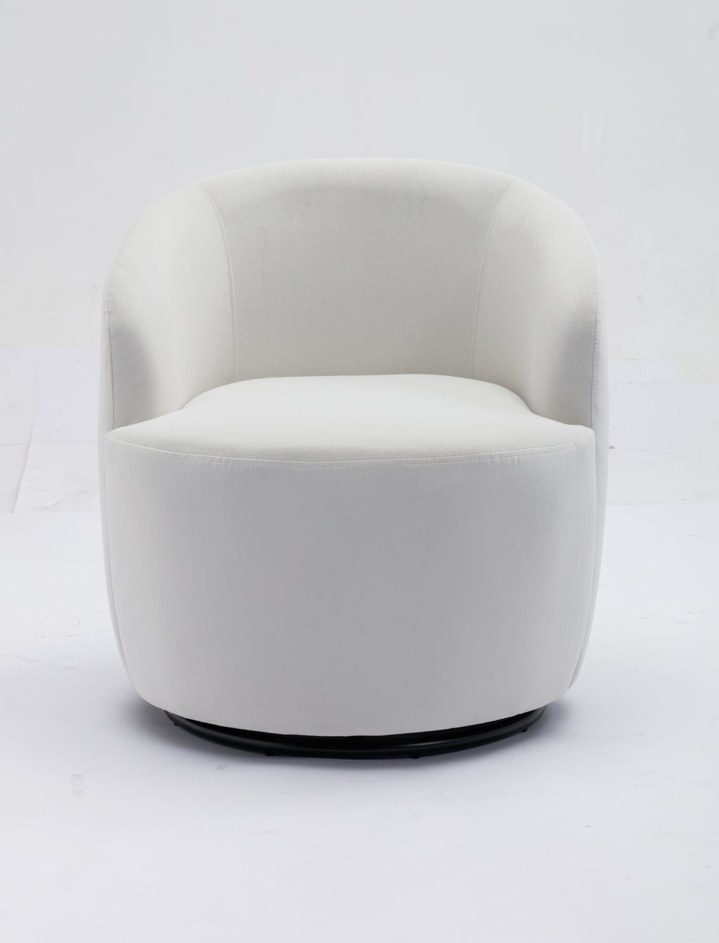 Velvet Fabric Swivel Accent Armchair Barrel Chair With Black Powder Coating Metal Ring,White - Grand Goldman Shop