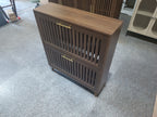 Medieval Modern Walnut Shoe Storage Cabinet With 2 Flip Drawers And Fence Design, 31.5-Inch, Particle Board + MDF - Grand Goldman Shop