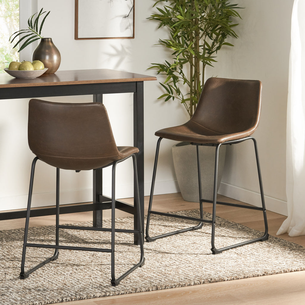 Vintage Style Brown 24-Inch Counter Stool (Set of 2) - Grand Goldman Shop