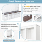 Farmhouse Wooden Hall Tree with 6 Hooks, Walnut Storage Bench with Adjustable Shelves, 4-in-1 Entryway Shoe Cabinet with Cubbies for Mudroom, Living Room, White, 76.7'H (OLD SKU: N721S000044K) - Grand Goldman Shop