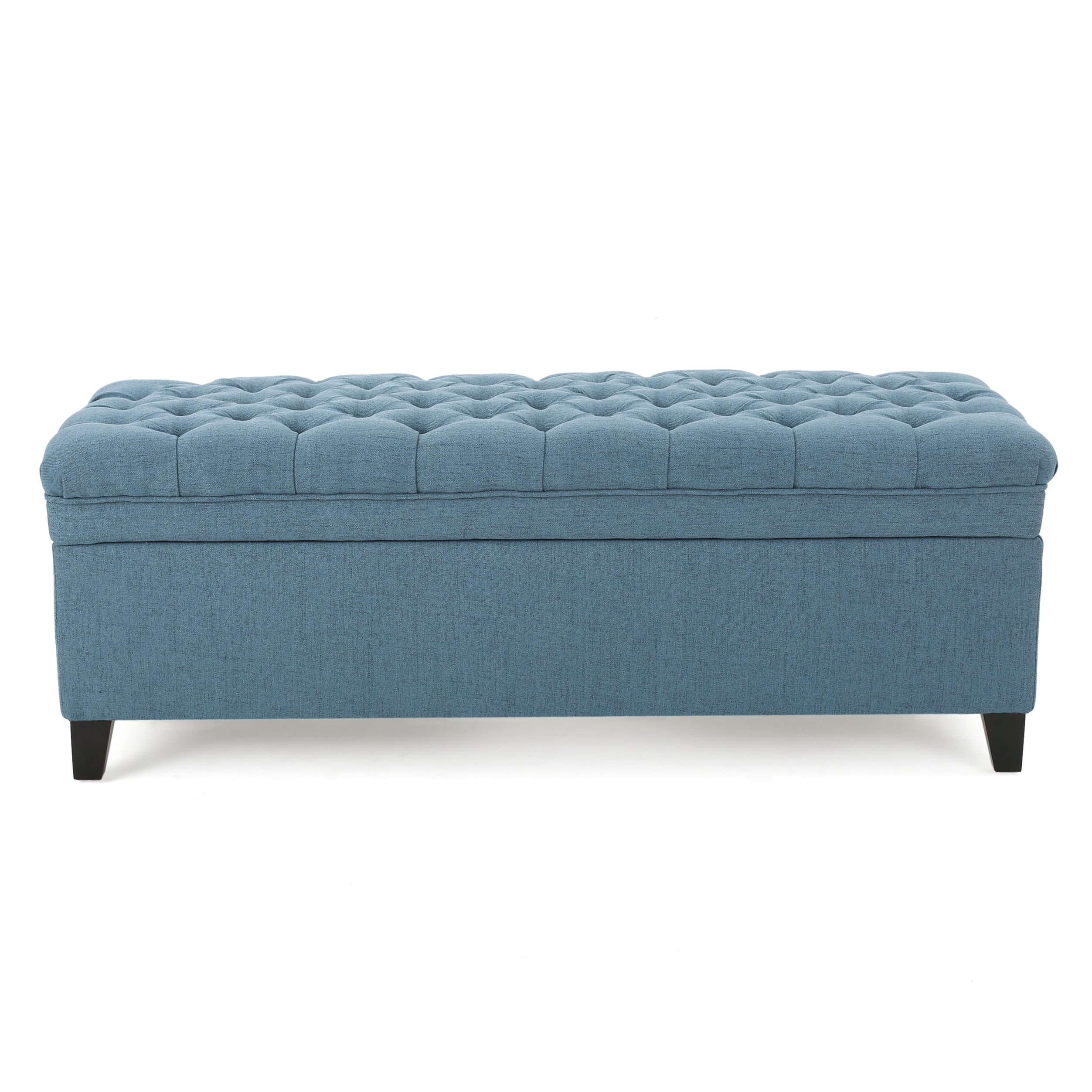 Juliana Storage Ottoman with Stylish Design in Blue Fabric and Birch Legs - Grand Goldman Shop