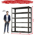 Industrial Heavy Duty 6 Tier Metal Garage Shelving Unit for Storage, Adjustable, Black, 48'W x 18'D x 82'H - Grand Goldman Shop