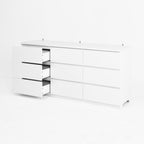 9 Drawer Dresser with No Handle Design, Modern White Matte Wood Dresser for Bedroom, Storage Chest of Drawers for Living Room, Hallway, Entryway - Grand Goldman Shop