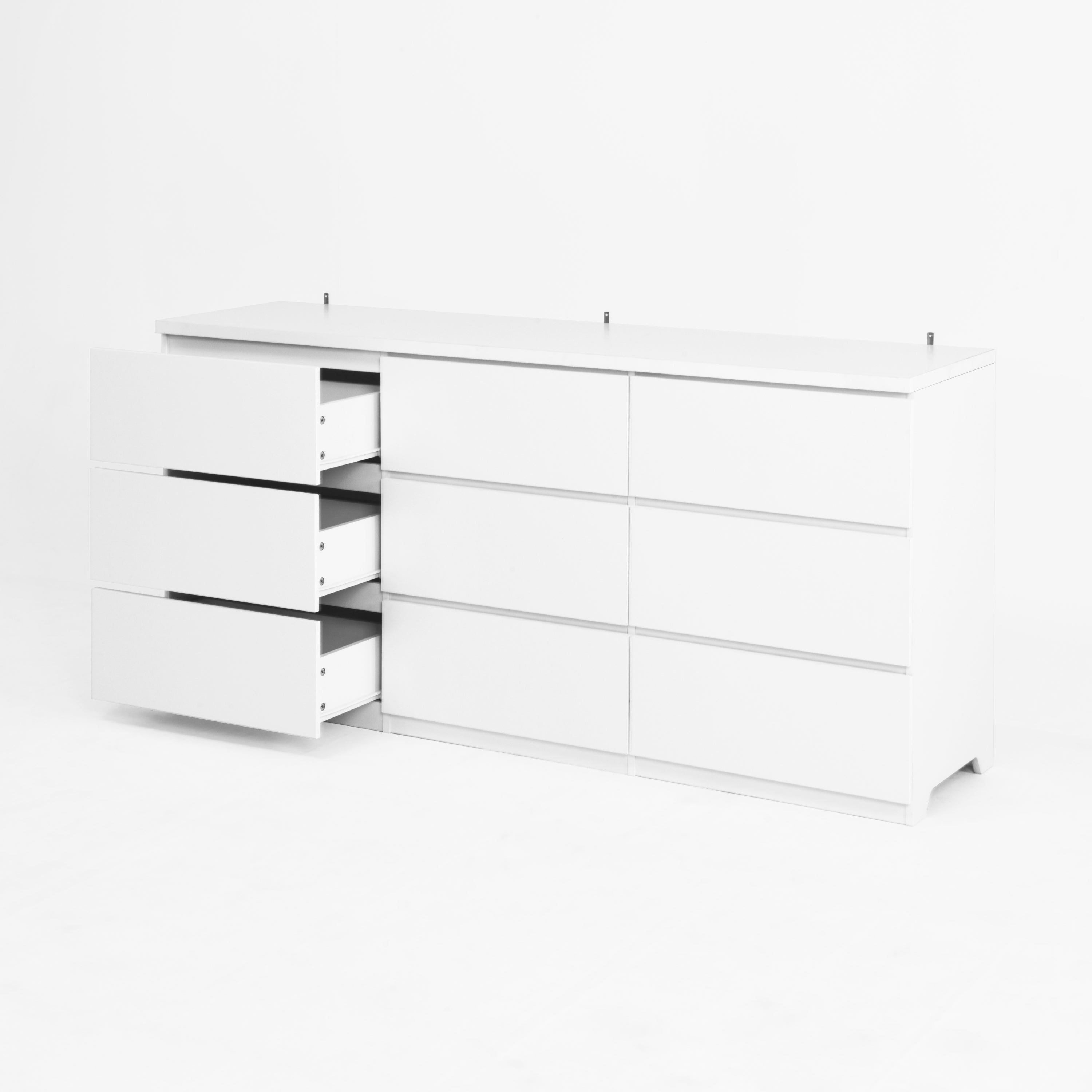 9 Drawer Dresser with No Handle Design, Modern White Matte Wood Dresser for Bedroom, Storage Chest of Drawers for Living Room, Hallway, Entryway - Grand Goldman Shop