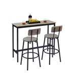 Bar Table Set with 2 Bar stools PU Soft seat with backrest, Grey, 43.31'' L x 15.75'' W x 35.43'' H. - Grand Goldman Shop