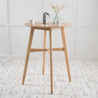 Mid-Century Modern Round Bar Table – 42' High Bar Table with Tapered Legs for Kitchen, Dining Room or Home Bar, Natural Oak - Grand Goldman Shop