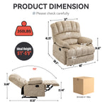 Large Manual Recliner Chair in Fabric for Living Room, Beige - Grand Goldman Shop