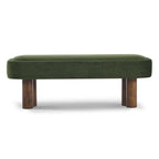Indoor Green Fabric Dining Bench with Walnut Color Legs, 51.57'L Upholstered Seating for Kitchen, Dining Room and Living Space,250lbs Capacity - Grand Goldman Shop