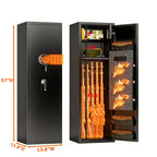 57' High Large Capacity Mechanical Gun Safe for Rifles & Handguns, Digital Password Lock, Built-In Independent Lock Box, Adju