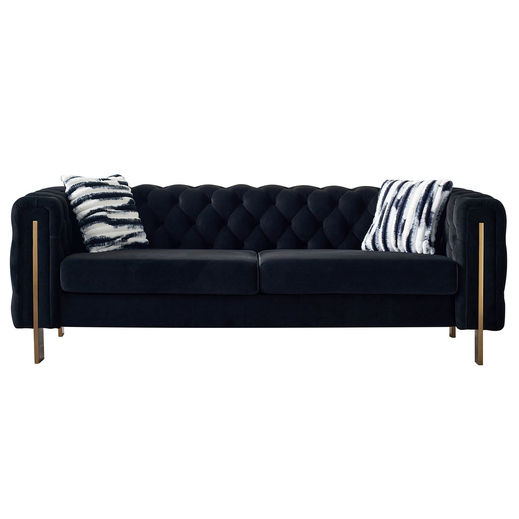 Chesterfield Modern Tufted Velvet Living Room Sofa, 84.25''W Couch,Black - Grand Goldman Shop