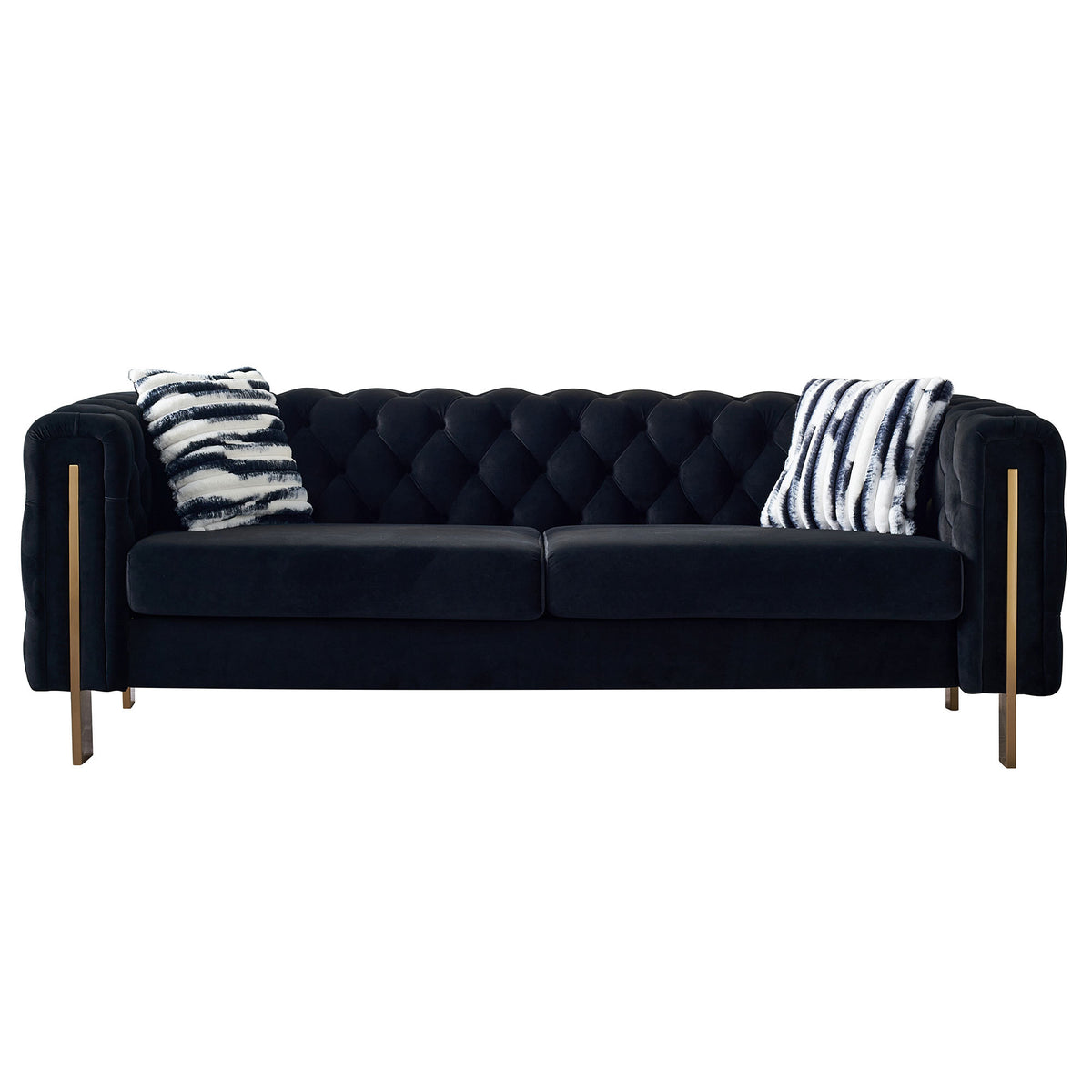 Chesterfield Modern Tufted Velvet Living Room Sofa, 84.25''W Couch,Black - Grand Goldman Shop