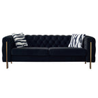 Chesterfield Modern Tufted Velvet Living Room Sofa, 84.25''W Couch,Black - Grand Goldman Shop