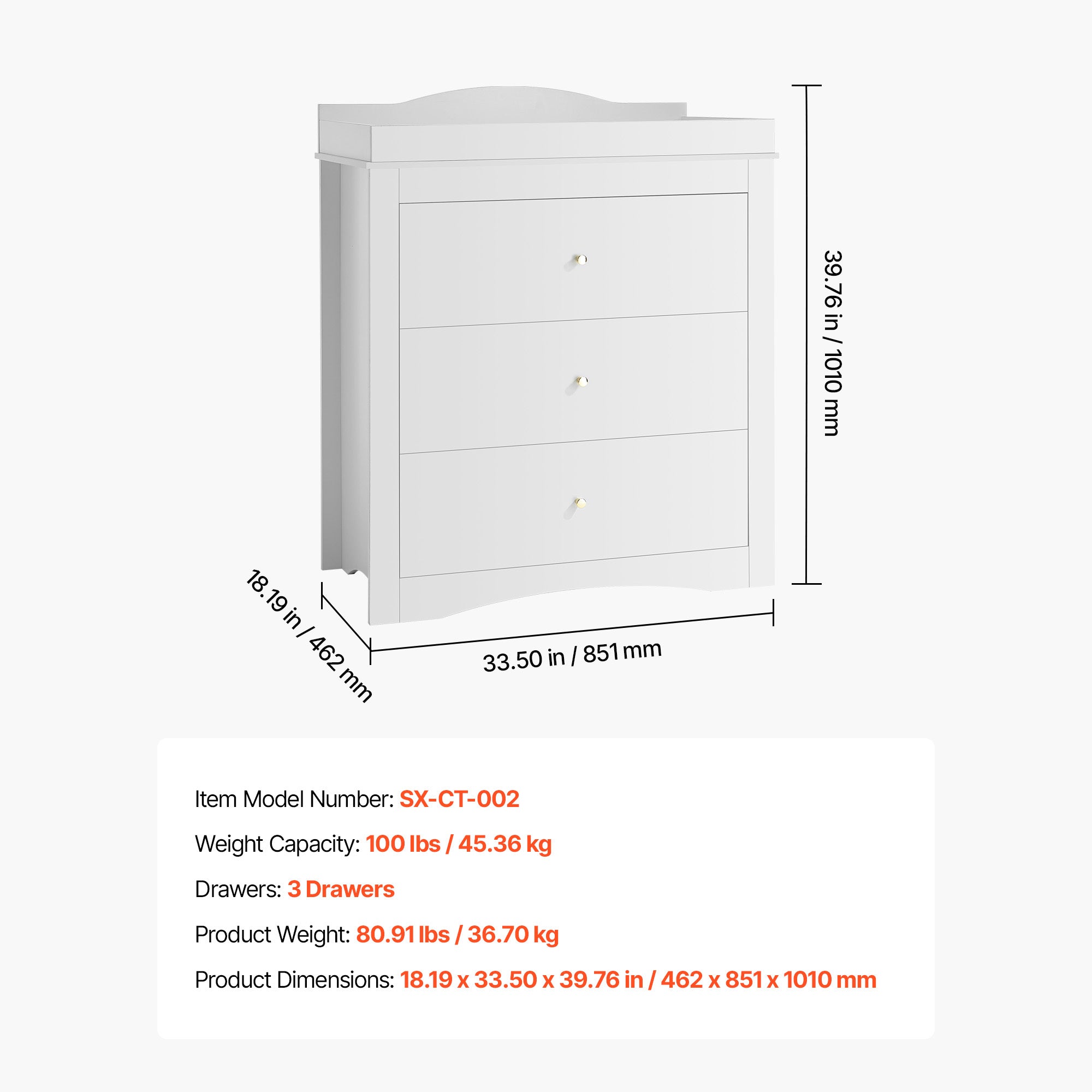 Changing Table Dresser Baby Diaper Change Station with 3 Drawers White | Premium Home Decor - Grand Goldman