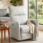 270° Power Swivel Rocker Recliner Chair, PU Leather Electric Glider Reclining Sofa with USB Ports, Power Swivel Glider, Rocking Chair,Nursery Recliners for Living Room Bedroom(Light Gray+270°Swivel) - Grand Goldman Shop