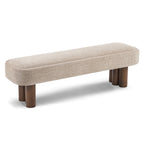 Indoor Khaki Boucle Dining Bench with Walnut Color Legs, 60.04'L Upholstered Seating for Kitchen, Dining Room and Living Space,250lbs Capacity - Grand Goldman Shop