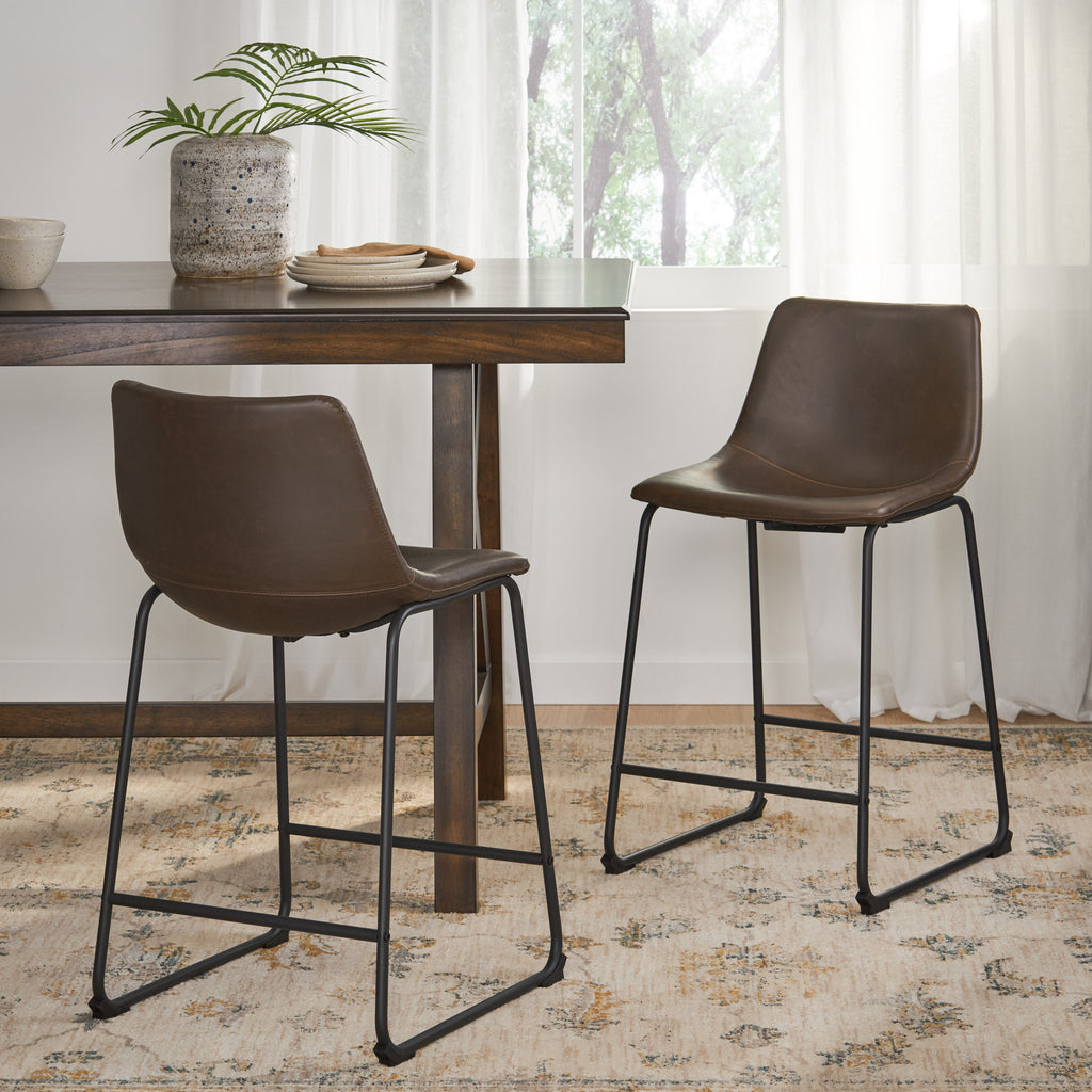 Vintage Style Brown 24-Inch Counter Stool (Set of 2) - Grand Goldman Shop