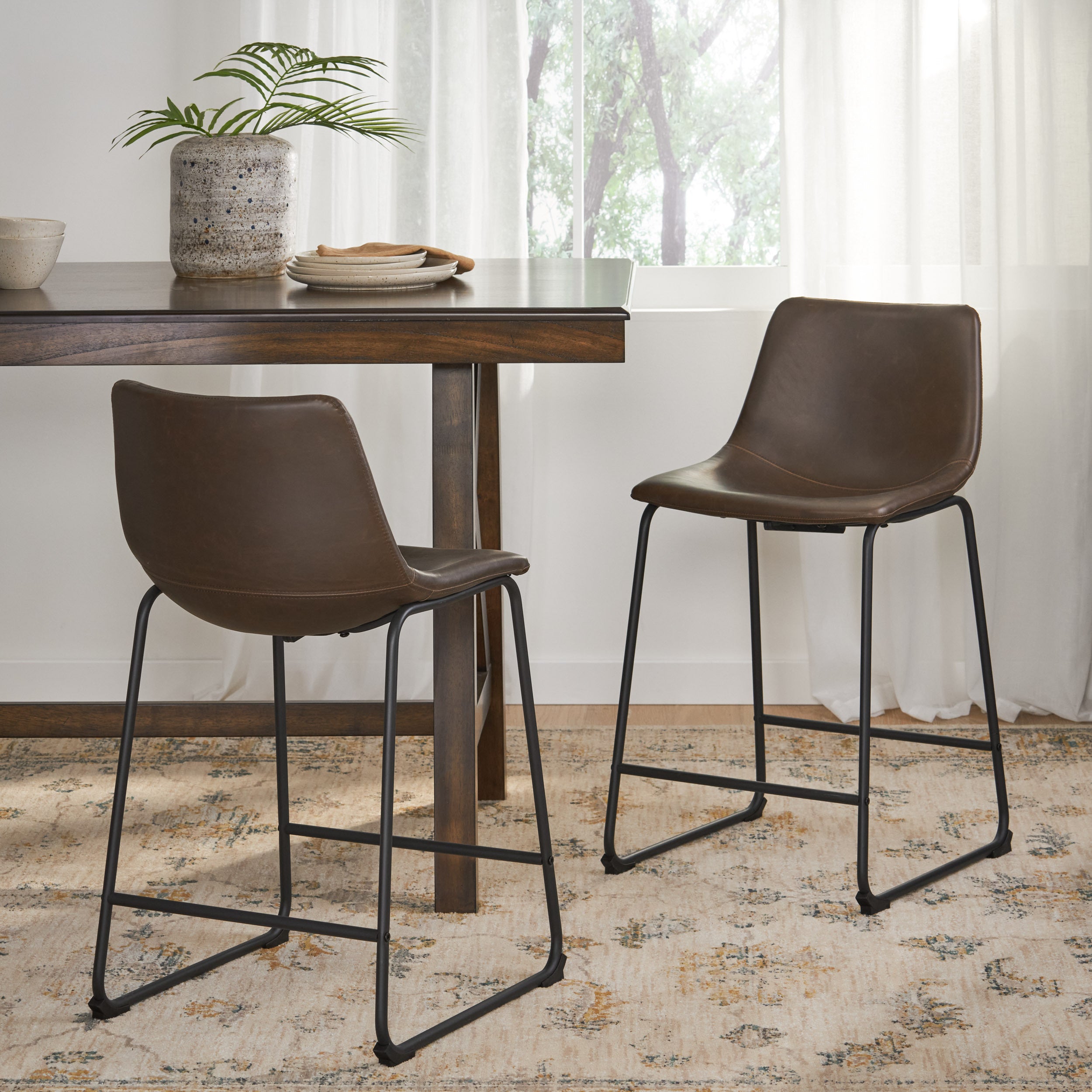 Vintage Style Brown 24-Inch Counter Stool (Set of 2) - Grand Goldman Shop