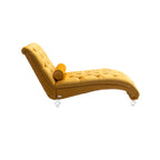 Velvet Button-Tufted Upholstered Chaise Lounge Chair with Pillow for Bedroom Living Room Office, Mustard - Grand Goldman Shop