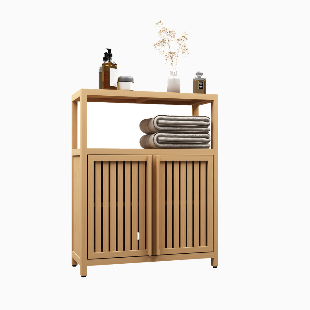 Large Capacity Bamboo Storage Cabinet Furniture for Bathroom Living Room Bathroom Bamboo Storage Cabinet With Shelves - Grand Goldman Shop