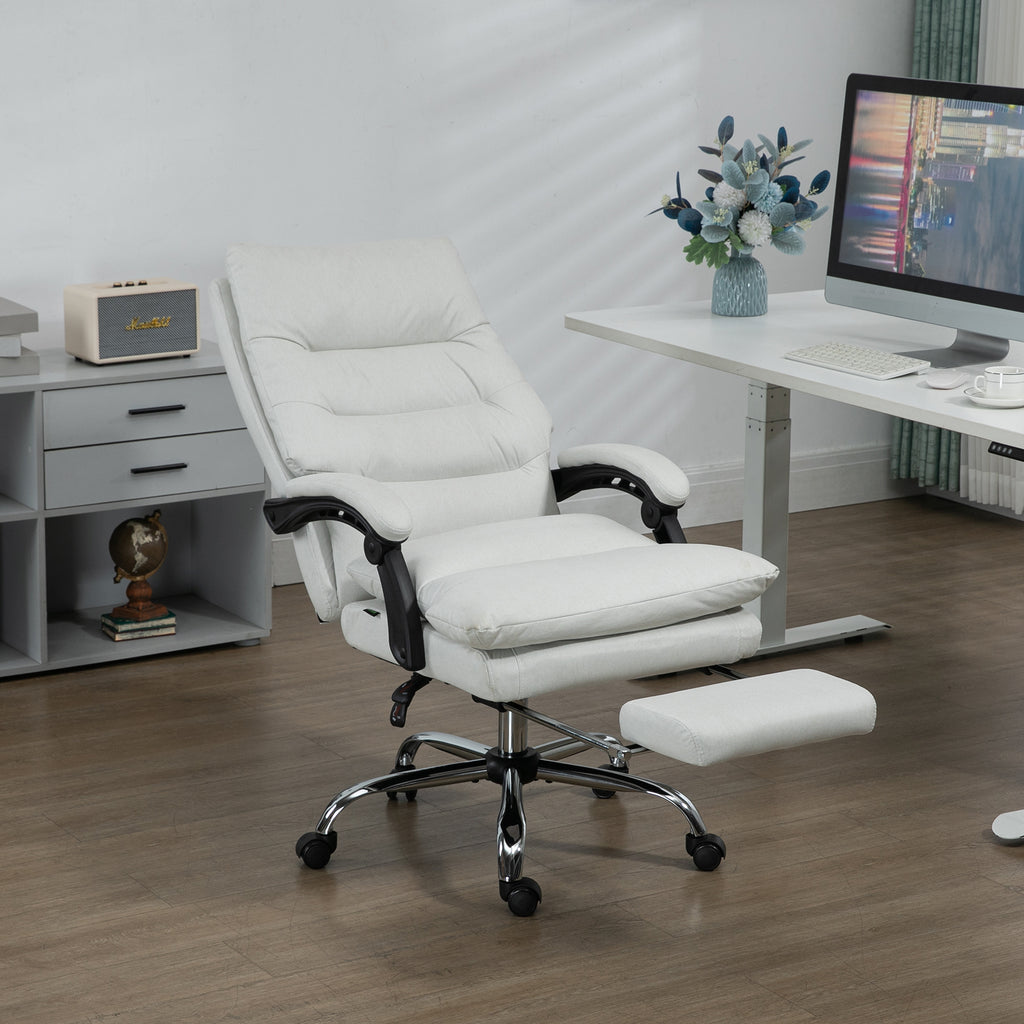 Vinsetto Microfibre Executive Massage Office Chair,  Computer Desk Chair, Heated Reclining Chair with Footrest, Double-tier P