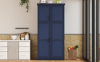 [Assembly Video Provided] TOPMAX 35.5x17.6x70.9inch Freestanding Kitchen Pantry Cabinet, Tall Storage Cabinet with 4 Doors, 2 Door Shelves, 8 Pull-out Trays and Adjustable Shelf for Dining Room, Blue - Grand Goldman Shop