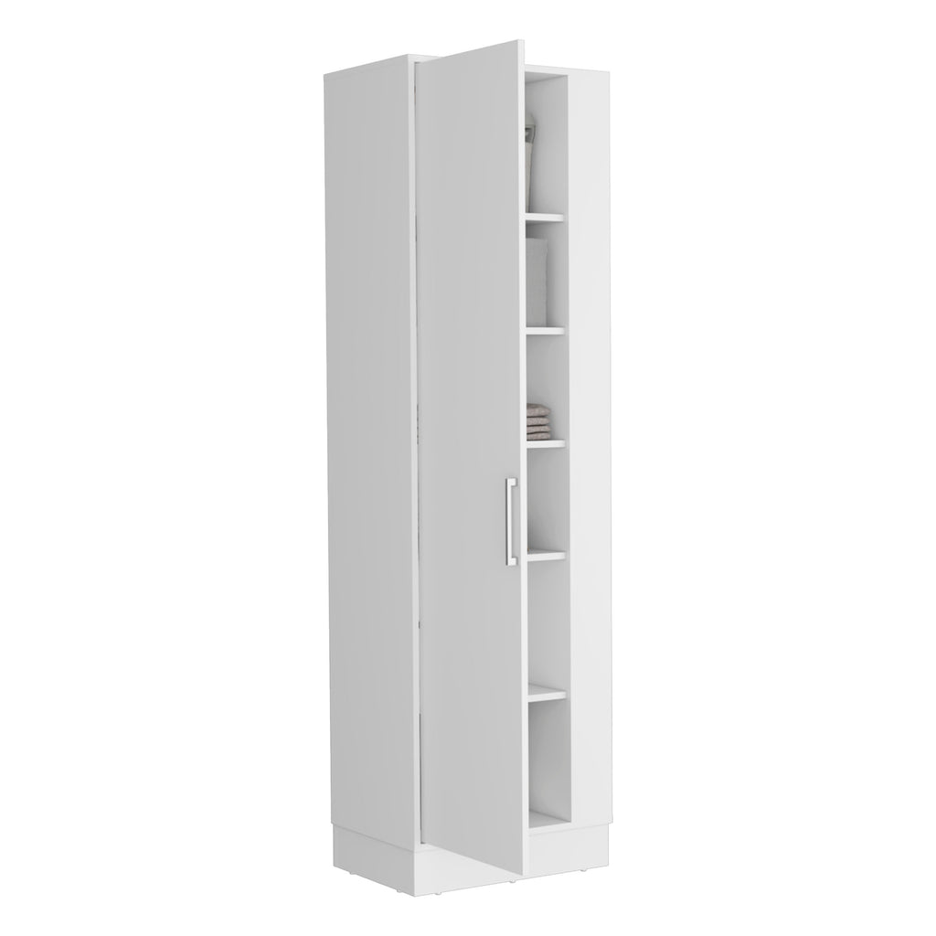 Lilo Storage Cabinet, Broom Hangers, Internal Shelves -White - Grand Goldman