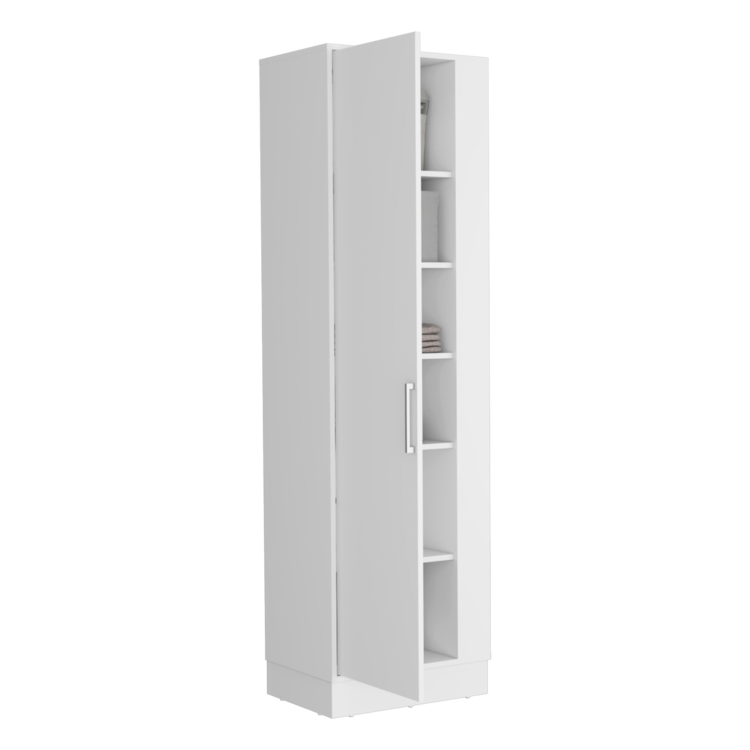 Lilo Storage Cabinet, Broom Hangers, Internal Shelves -White - Grand Goldman