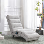 Light Grey Linen Massage Chaise Lounge Indoor with Remote Control, Ergonomic Electric Massage Lounger with 5 Modes - Grand Goldman Shop