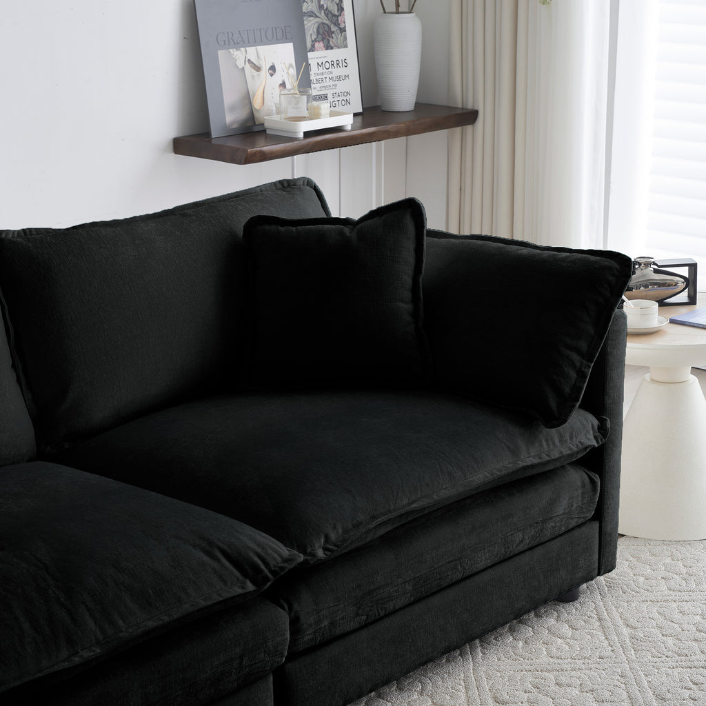 Chenille Fabric Ottomans Footrest to Combine with 2 Seater Sofa, 3 Seater Sofa and 4 Seater Sofa, Black Chenille - Grand Goldman Shop